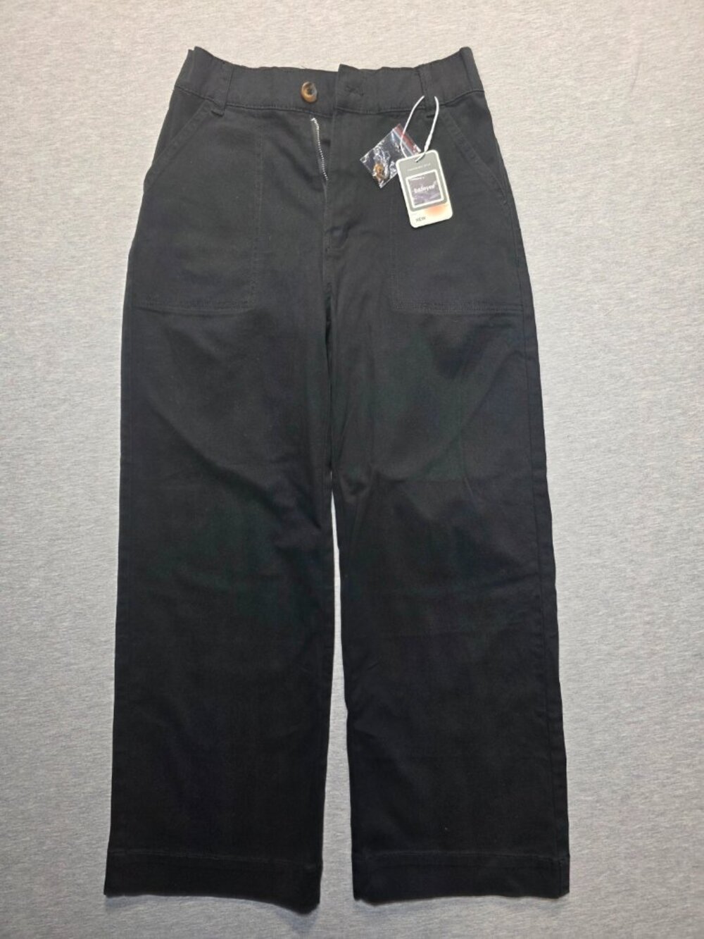 NWT Eddoyee Black Wide Leg Pants Elastic Waist High Rise Women's Size Small